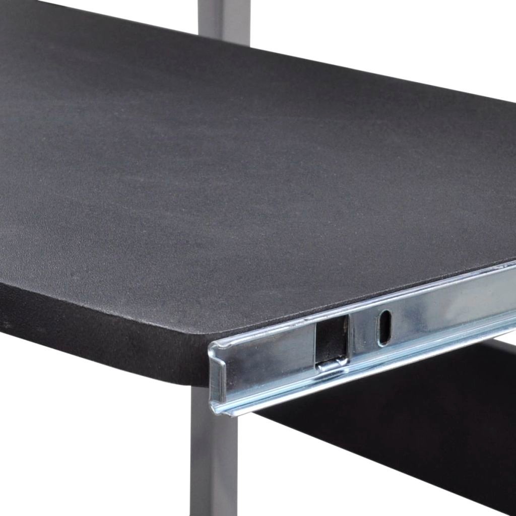 2 Piece Computer Desk with Pull-out Keyboard Tray Black